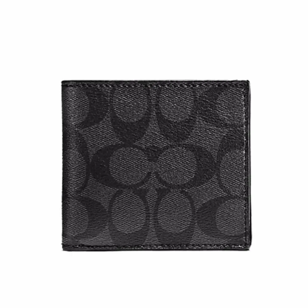 Coach Men's F75006 Charcoal Black Coin Case Signature Wallet